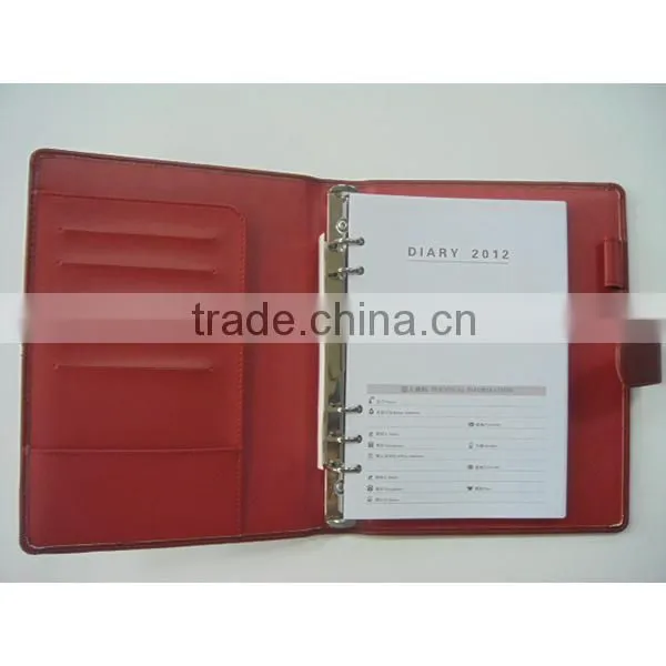 leather refillable ring binder file folder notebook organizer