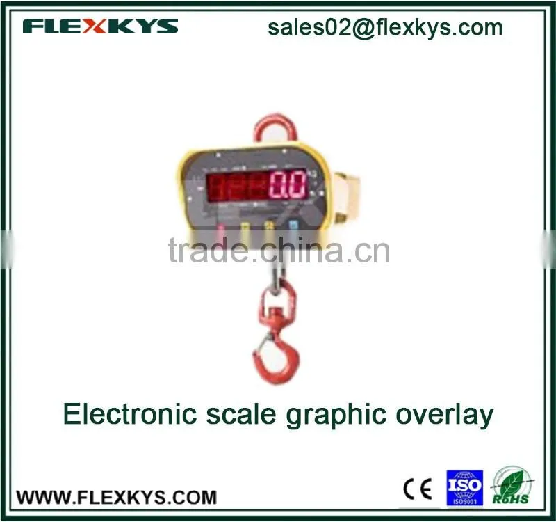 Electronic hanging scale switch membrane flat button graphic overlays