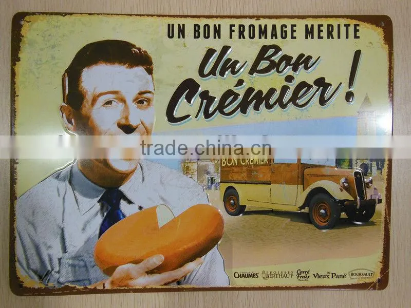advertising vintage custom embossed tin sign