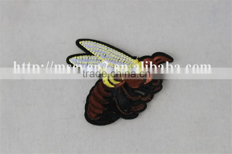 fancy design brown color insect sew on embroidery patch for clothes