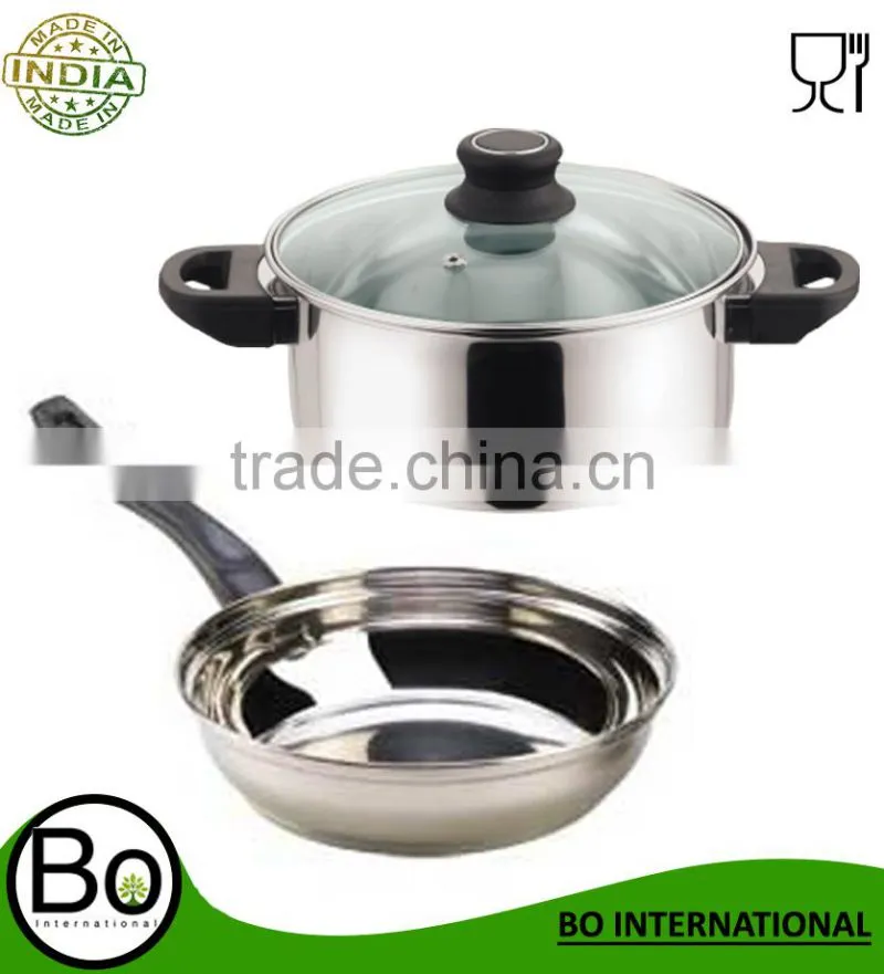STAINLESS STEEL FRY PAN & DUTCH OVEN W/LID