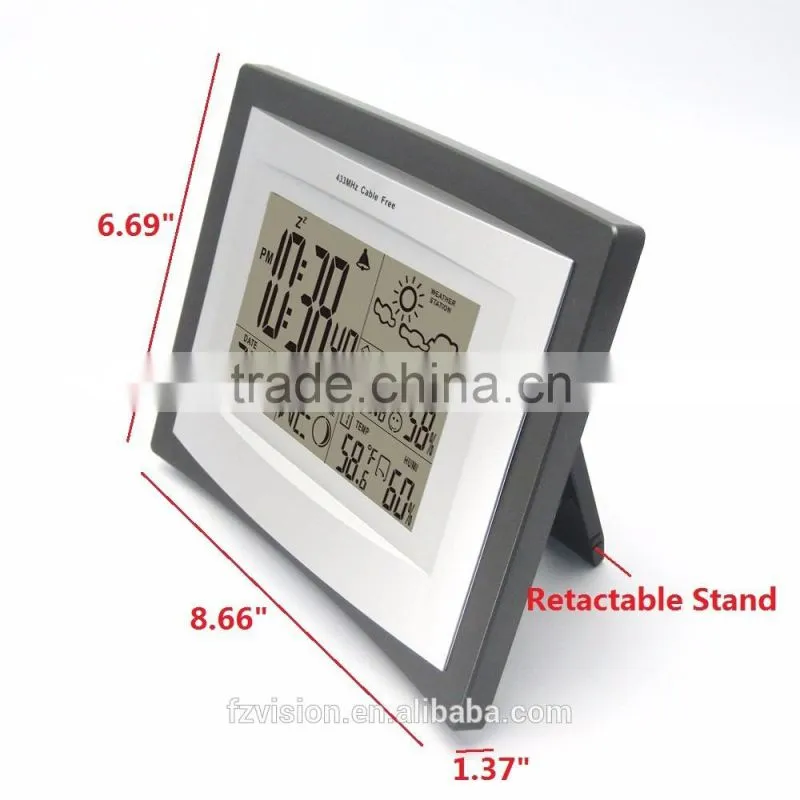 Best selling Weather Station with Digital Alarm Clock Indoor/Outdoor Thermometer Hygrometer 3 Transmitter