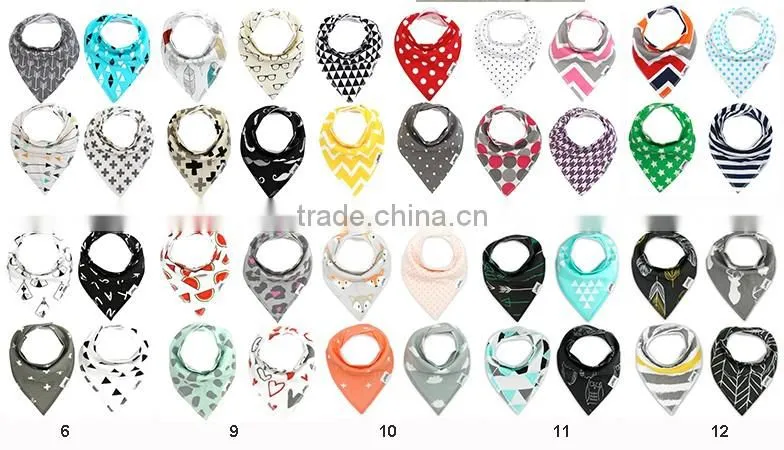 Manufacturer excelent quality cute 100% organic cotton bandana baby bib