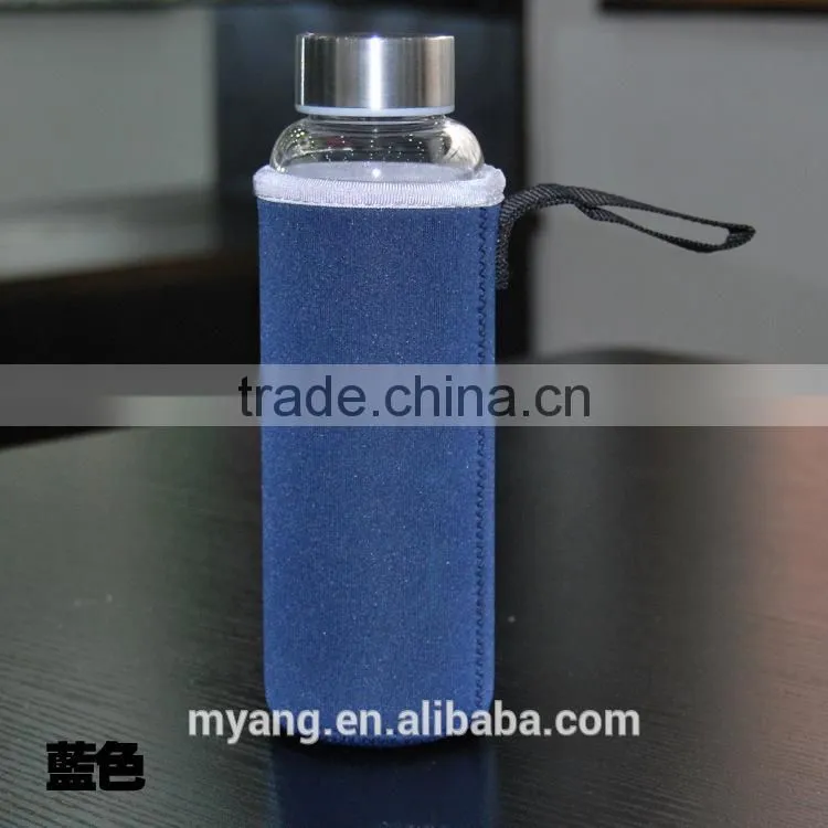 Promotional high Borosilicate BPA Free Heat-Resistant Sports Glass Water Bottle with bottle bag BPA FREE customerized