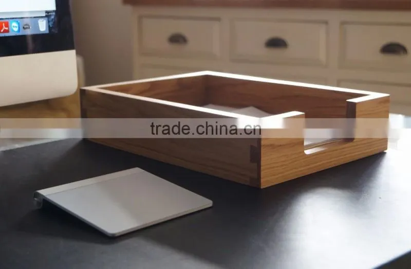High Quality Finger Joint Wooden Napkin Box Oak Vintage Look Paper Holder with Laser Logo