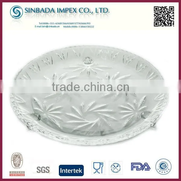 New style elegant round flat crystal plate glass