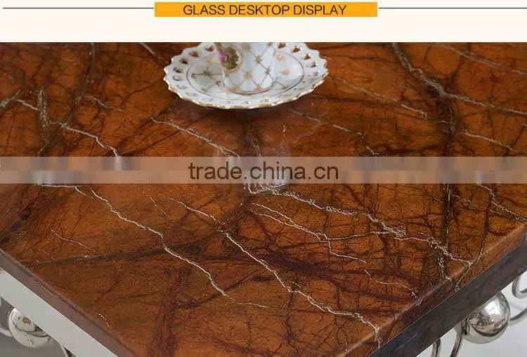 D398 Modern Living Room Furniture Stainless Steel Marble Side Table