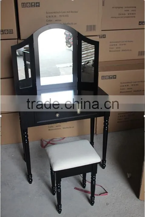 Wooden Furniture Make-up Dressing Table, Wooden Dresser with Mirror and Bench