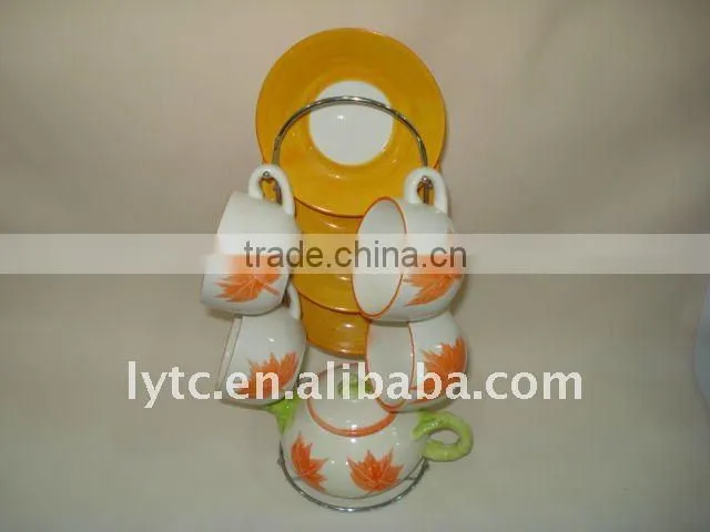 ceramic tea set with iron stand