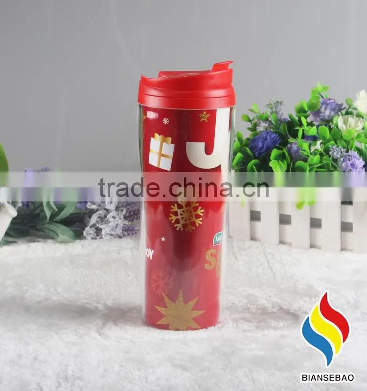 16oz double wall insulated plastic coffee Travel mug