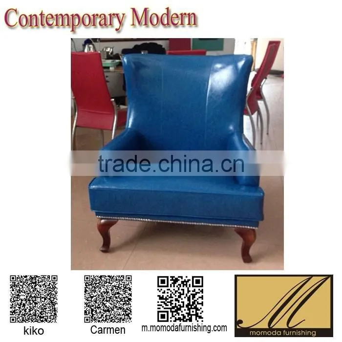 cheap PU coffee shop sofa chair luxury antique beauty shop foot spa massage furniture wing chair with stool