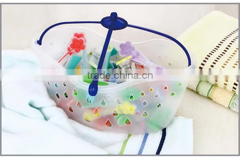 XYB9903 food grade strong plastic basket with clothes pegs/clips/pins