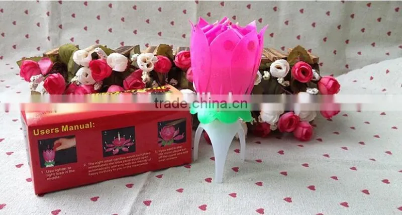 Hot Sale Popular Fireworks Lotus Flower Music Birthday Candle