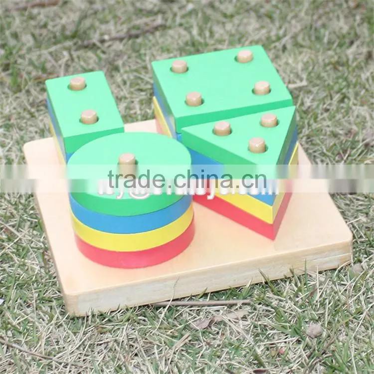 Hot sale preschool geometry shape sort toys wooden baby blocks W13D107