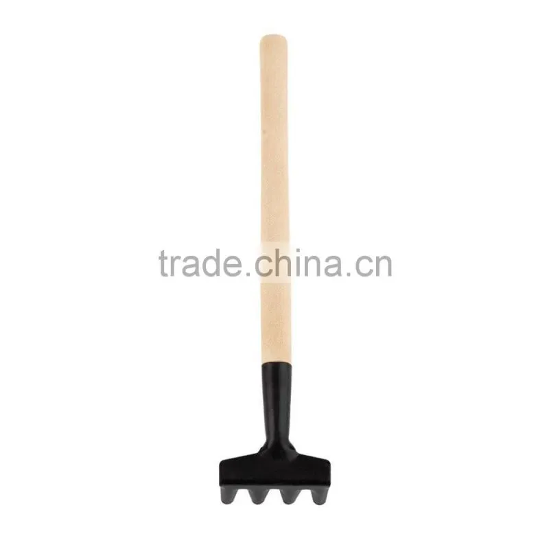 3pcs Mini Garden Gardening Plant Tools Set with Wooden Handle Shovel Rake Spade