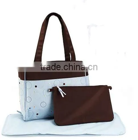 Microfiber Brown Blue Diaper Bag