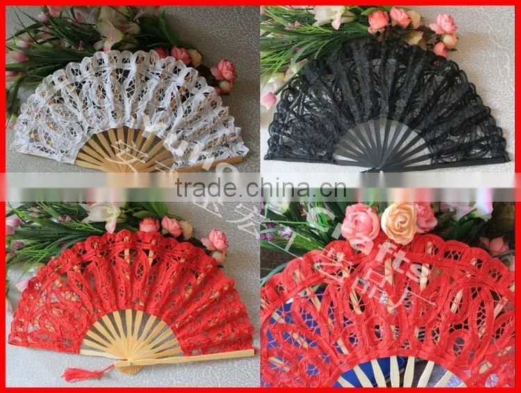 Beatutiful and colorful wedding folding lace fan