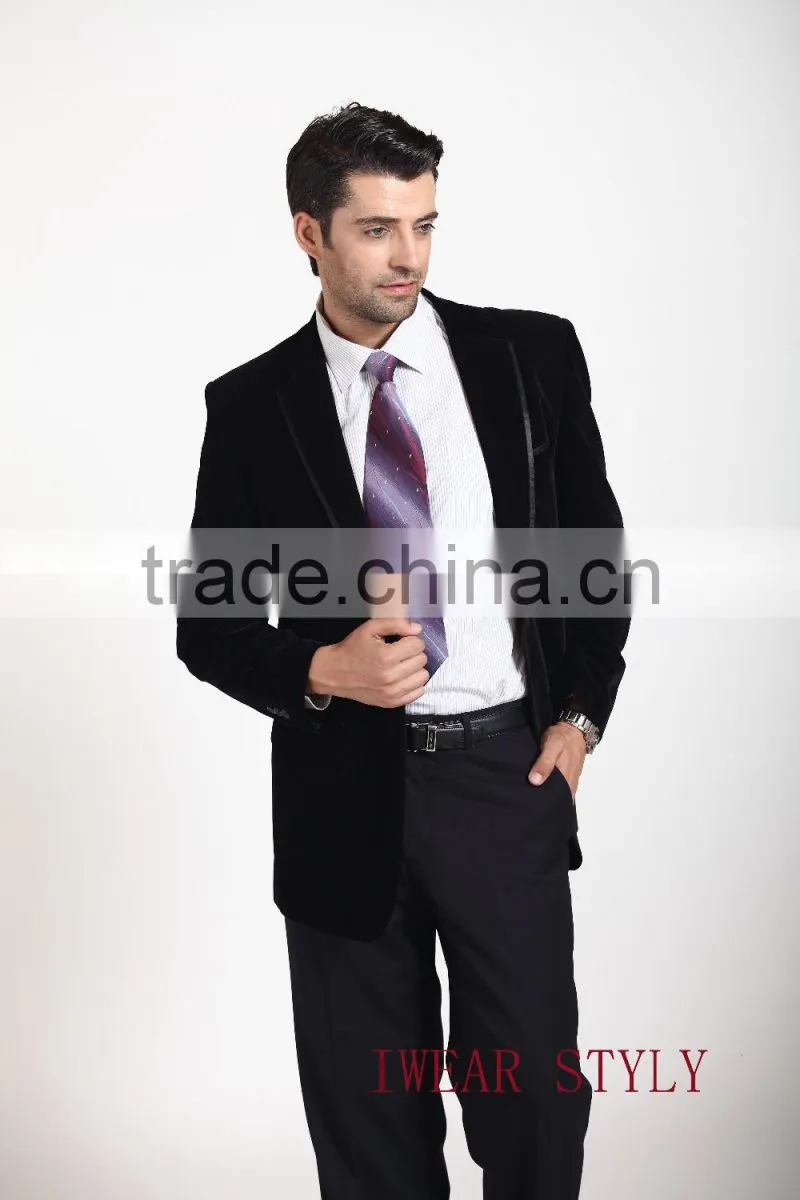2015 new fashion bespoke black men' suits -satin lapel