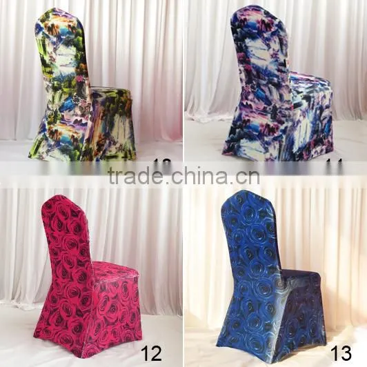 280GSM New Design Print Spandex Thicken Lycra Stretch Universal Heavy Scuba Chair Cover For Wedding Party Decoration
