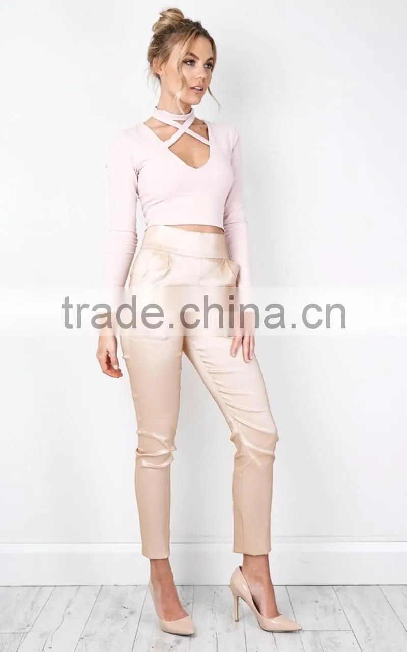 Wholesale 2017 Fashion Clothing long Sleeve Design Women Top With v Neckline