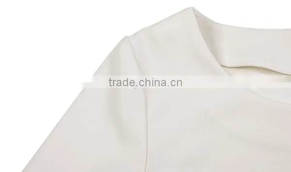 trendy fashion lace sleeve pure white sexy party blouse