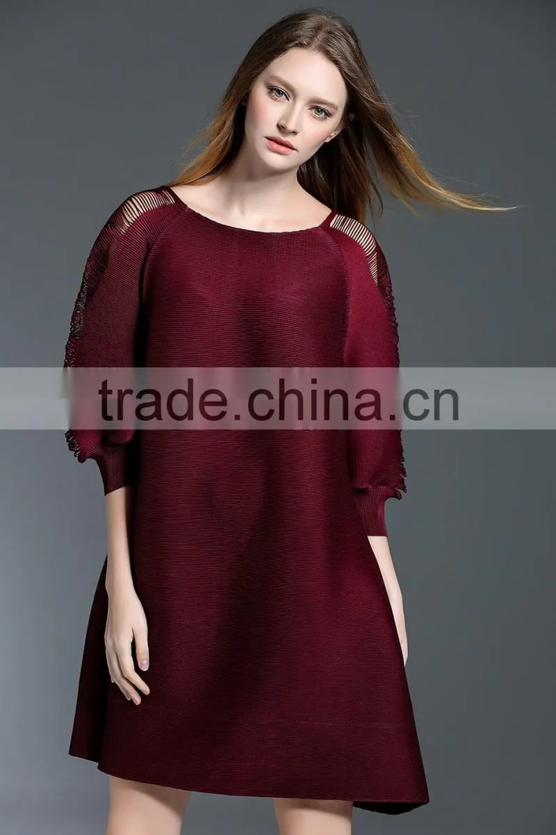 Women high elastic raglan sleeve oversized folding dress