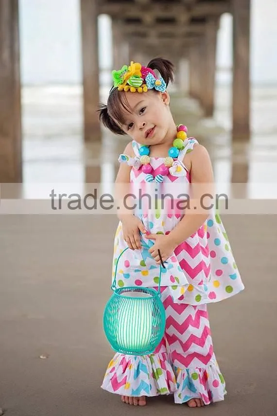 Wholesale Girls Ruffle Pants sets With Printed Ruffle Boutique Clothing