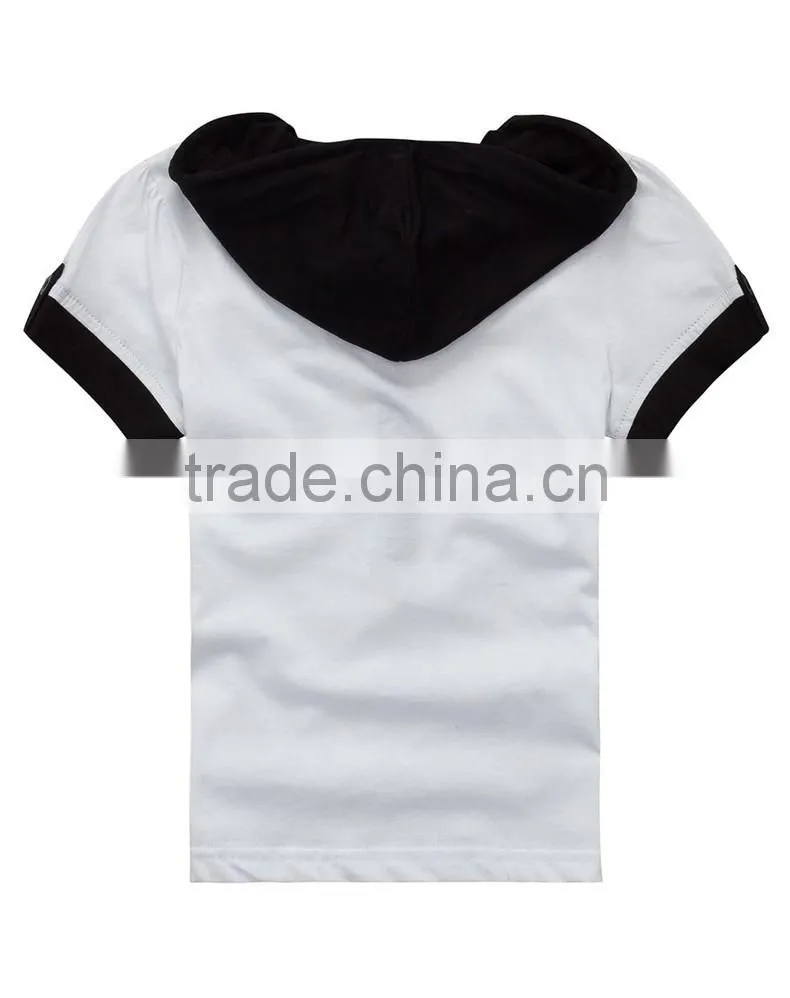 Unisex v-neck t-shirts with short sleeves with hood