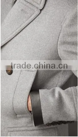 2017 Men Coat offwhite color black hem joint fashion design