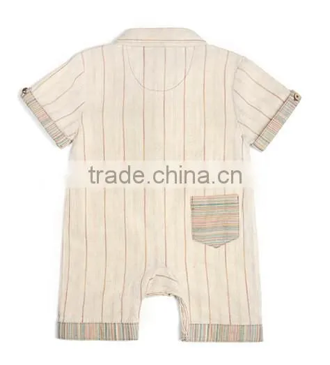 3 months to 18 months Linen Cotton Stripe Boys Rompers