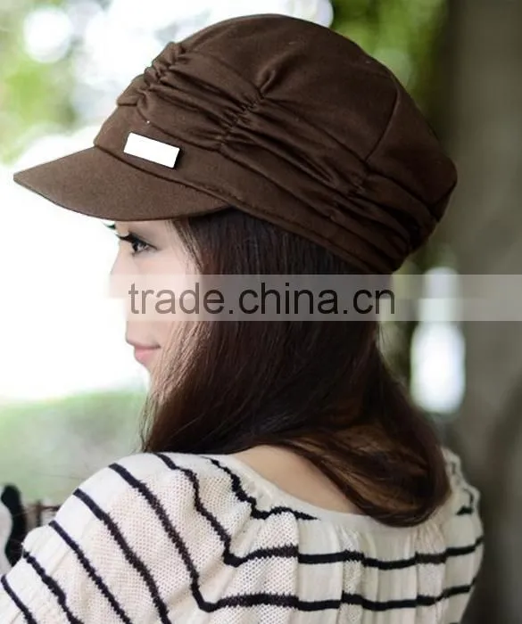 Women's Korean Style Pleated Peaked Cap Hat Woman Sex 17484