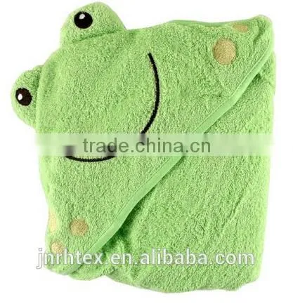 Eco-friendly embroidery designs ring spun cotton terry animal baby bath towel with hood