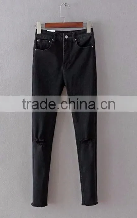 Runwaylover EY0623P 2017 Women Fashion Vintage Hole Denim Jeans