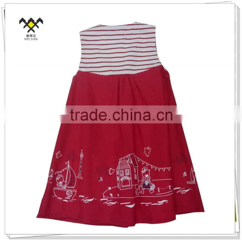 sleeveless flower print children girl dress for summer