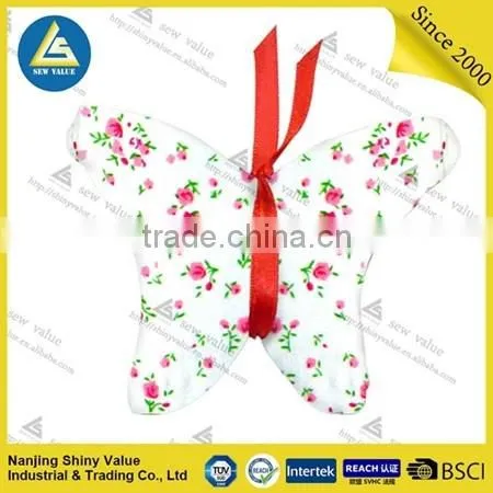 Butterfly shape custom printing type sewing pin cushion with ribbon