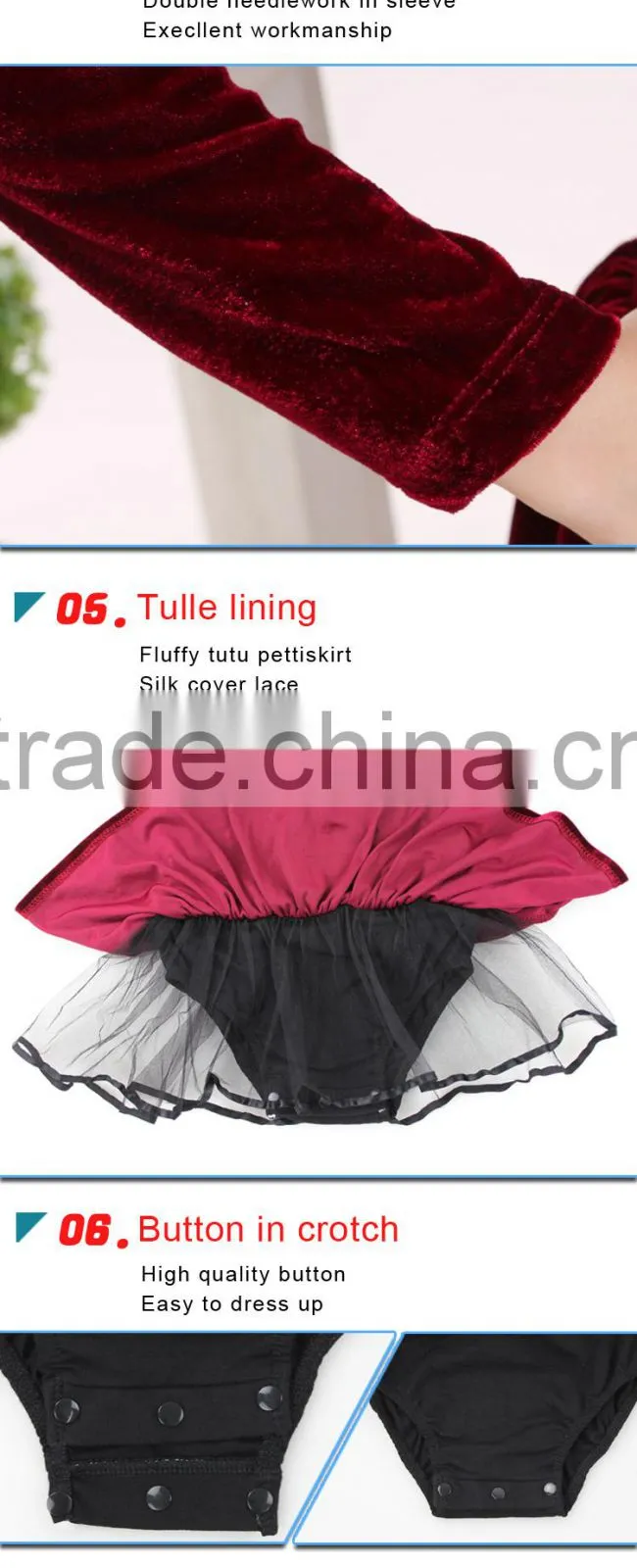Long Sleeve Velvet Ballet Dance Leotard Keep Warm Children Dancing Dress