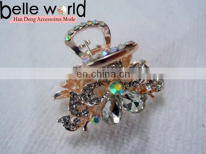 High Quality Flower Rhinestone Jewel Small Hair Claw Clips for Wedding