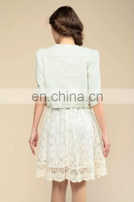 fashion 3D stereo flowers embroidery half sleeve dress