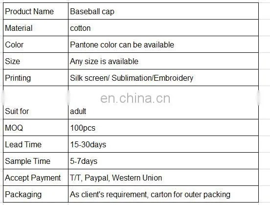 Wholesale Custom Fashion cheap Adjustable Baseball Cap with Embroidery