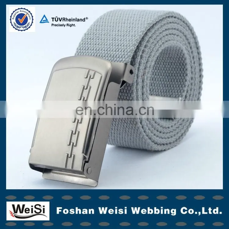 Custom brand logo polyester cotton webbing belt without buckle