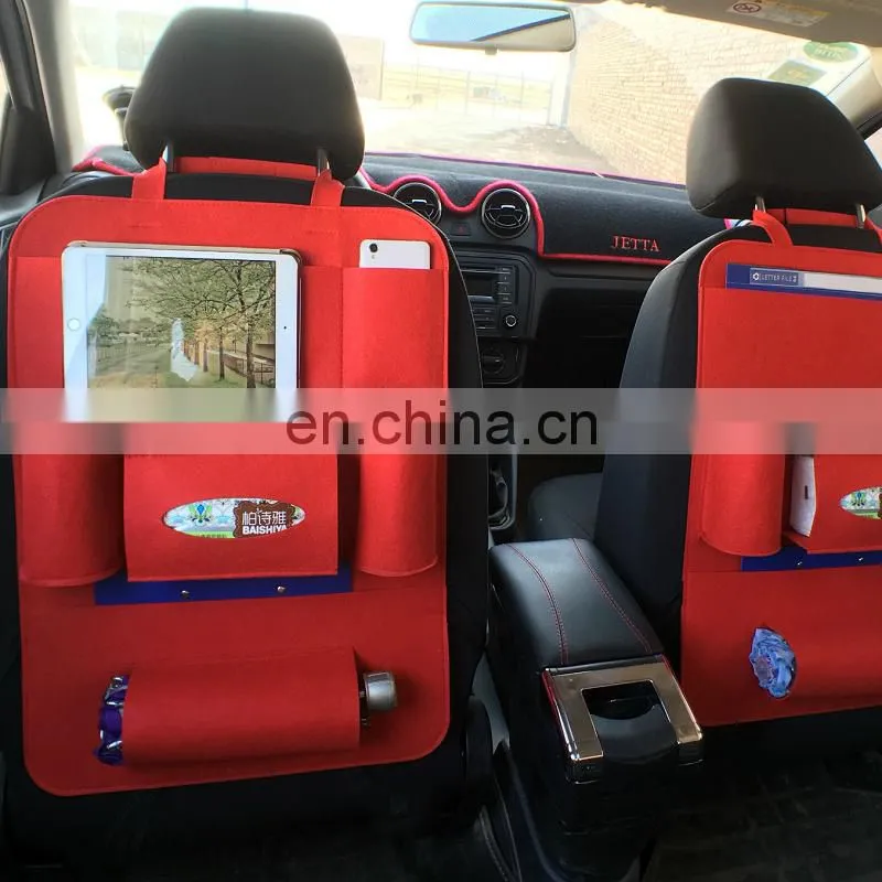 Felt car seat back organizer/ back seat Multipocket Felt Back Seat OrganizerBag