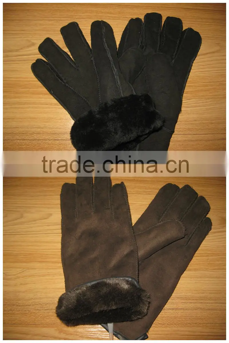 Ladies long black leather gloves sheepskin gloves