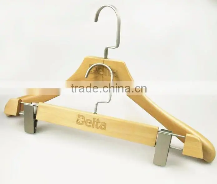 CY-657 Luxury custom logo natural wooden hanger wooden cloth hanger with rack