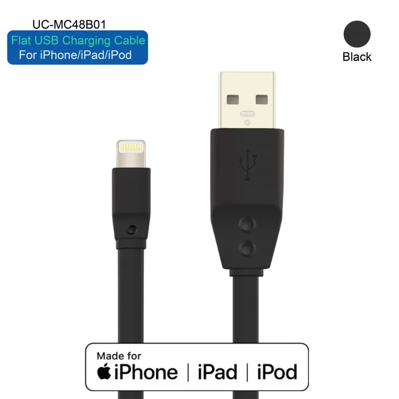 Premium flat noodle mfi lightn ing cable fast charging data usb charger for Apple iPhone 7/7plus/8/8plus