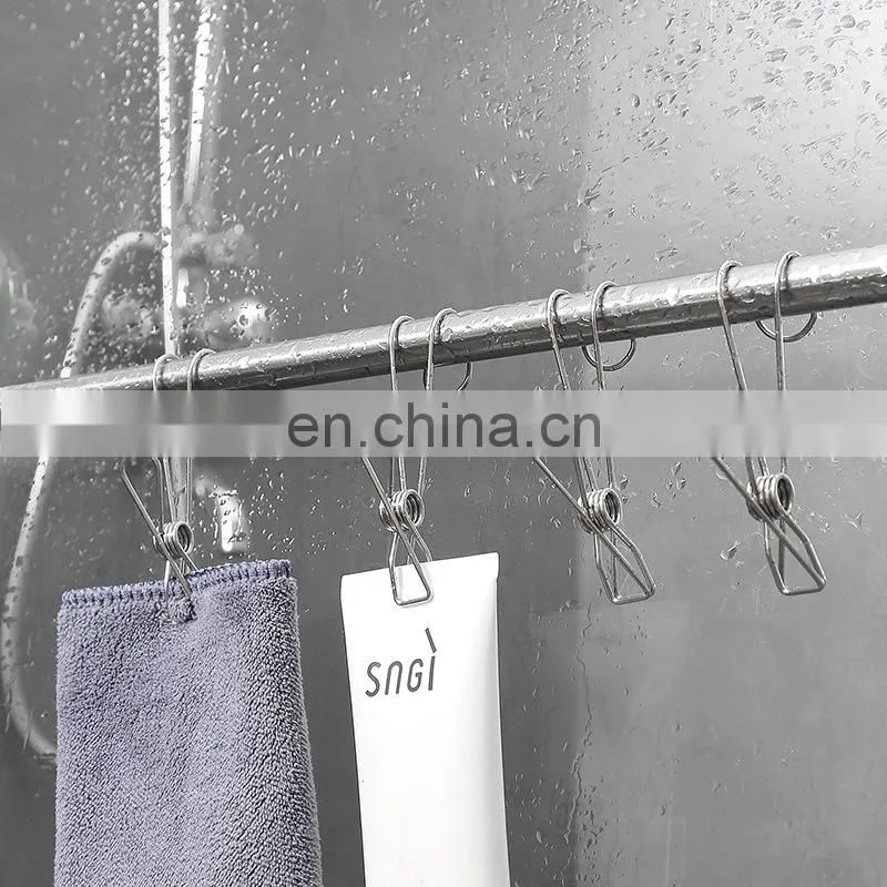 Home Storage Rack Laundry Chip Hooks Clothes Pegs Photo Clip Stainless Steel Clothespins Towel Chips Hook Laundry Storage Holder