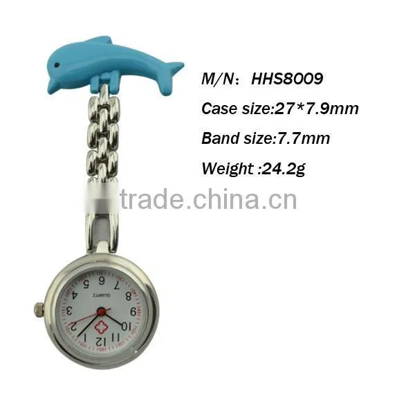 round alloy nurse watch with a cute dolphin (HHS8009)