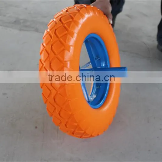 Qingdao high quality solid pu tyre for wheel barrow 16x4.00-8
