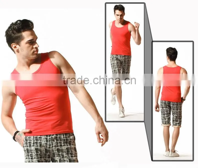 Lycra white color slim tank top for men made in china