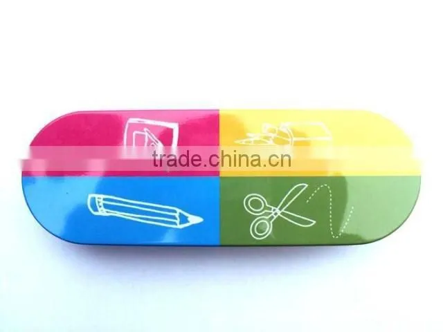 oval shape pencil tin box/ sewing kit tin box