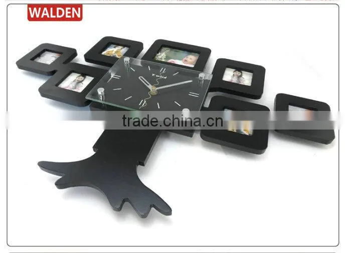 7 Pictures Tree Shaped Decorative Photo Picture Frame Wall Clock